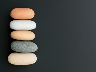 Stacked pebbles representing balance and tranquility.