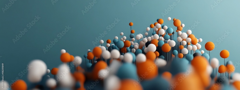 Poster a 3d rendered visualization depicting the frequency distribution and intricate patterns of social in