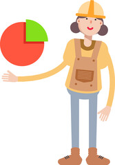 Woman Engineer Character Holding Pie Chart

