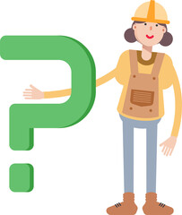 Woman Engineer Character and Question Mark
