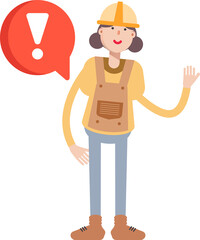 Woman Engineer Character and Error Sign
