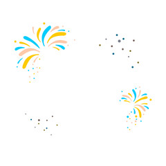 Obraz premium Vector image template for Happy New Year calligraphy text with fireworks ornaments and blue background 