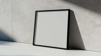 Blank Picture Frame Against Concrete Wall: Minimalist Mockup