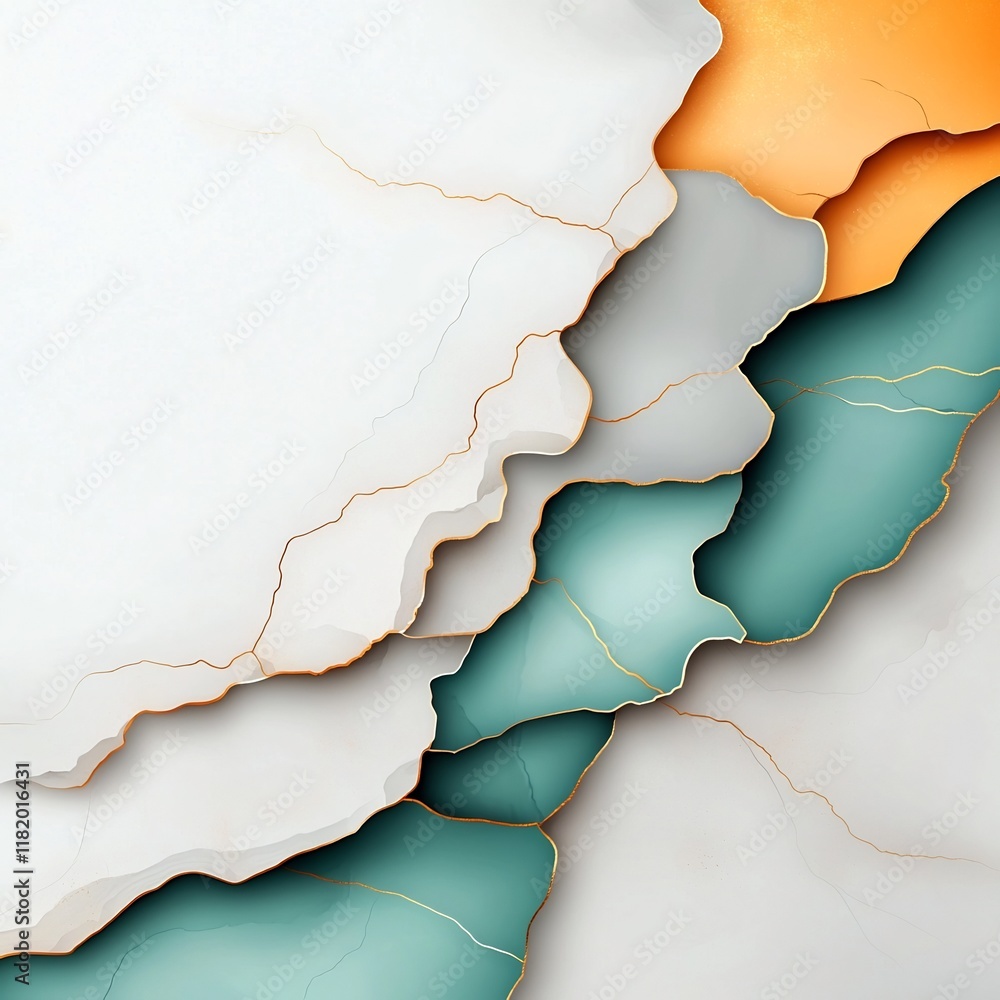 Poster mesmerizing marble backdrop with smooth shimmering white gray and turquoise agate textures accented 