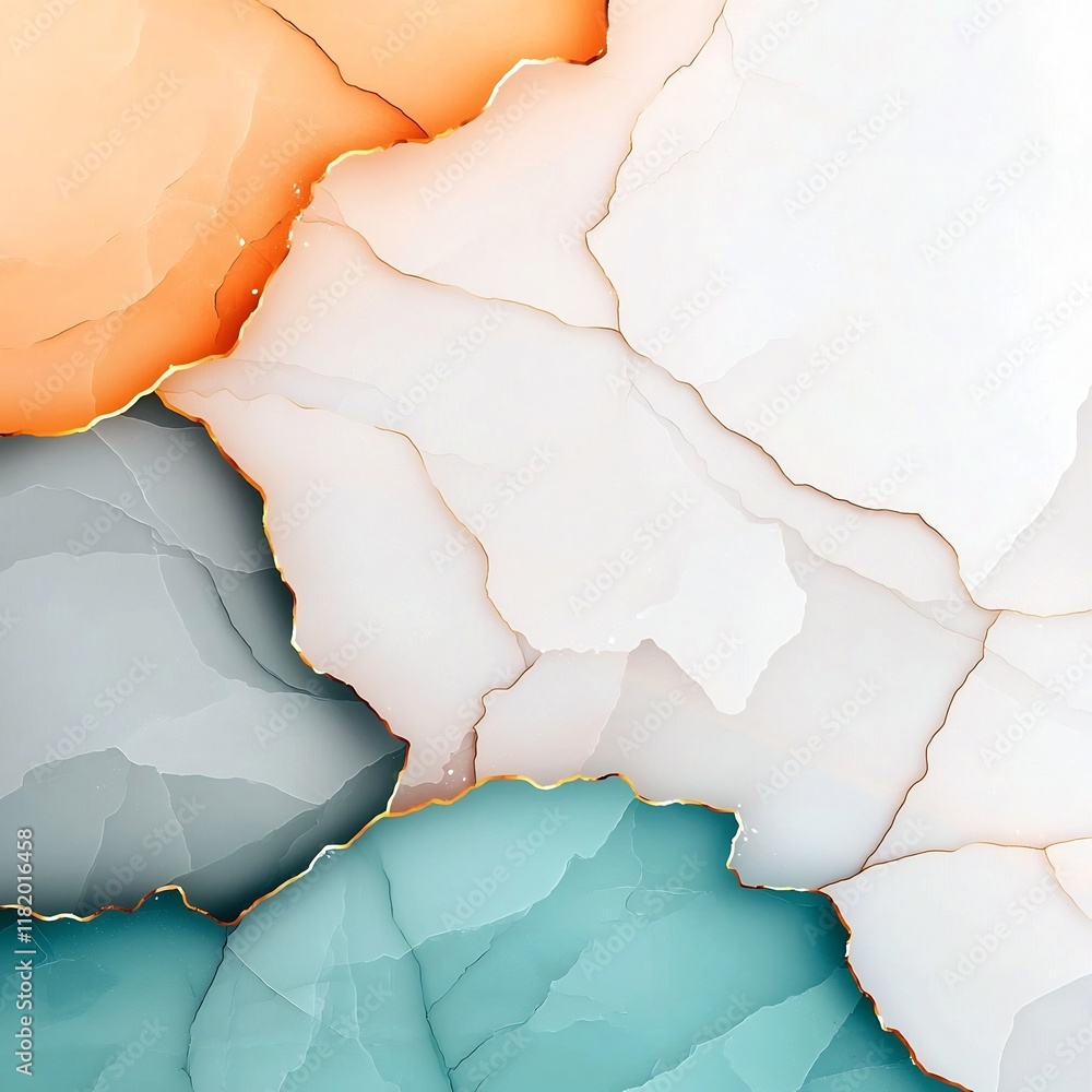 Poster mesmerizing marble abstraction smooth shimmering white gray and turquoise agate textures with delica