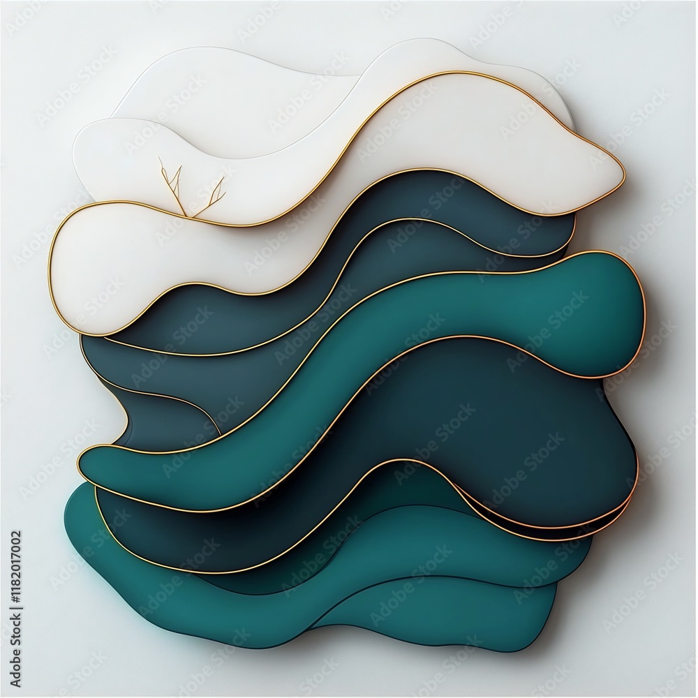 Poster captivating marble like abstract composition with an intricate interplay of white charcoal and teal 