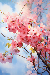 Obraz premium watercolor painting pink cherry blossom