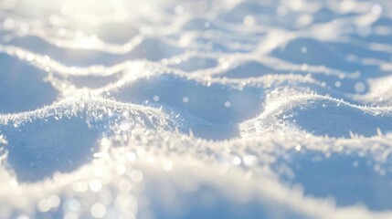 Obraz premium A close-up of glistening snow with soft, undulating textures.