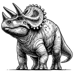 illustration of a dinosaur, triceratops vector art © foggy