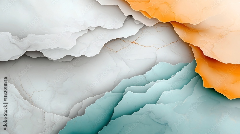 Aufkleber mesmerizing marble inspired digital artwork with harmonious teal gray and white tones delicate swirl