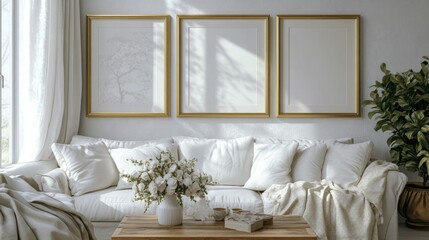 Cozy Minimalist Living Room with White Sofa and Natural Light