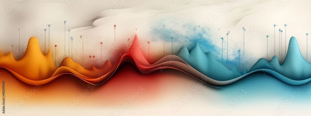 Poster vibrant and dynamic abstract depicting a conceptual diagram showcasing the frequency response of a p
