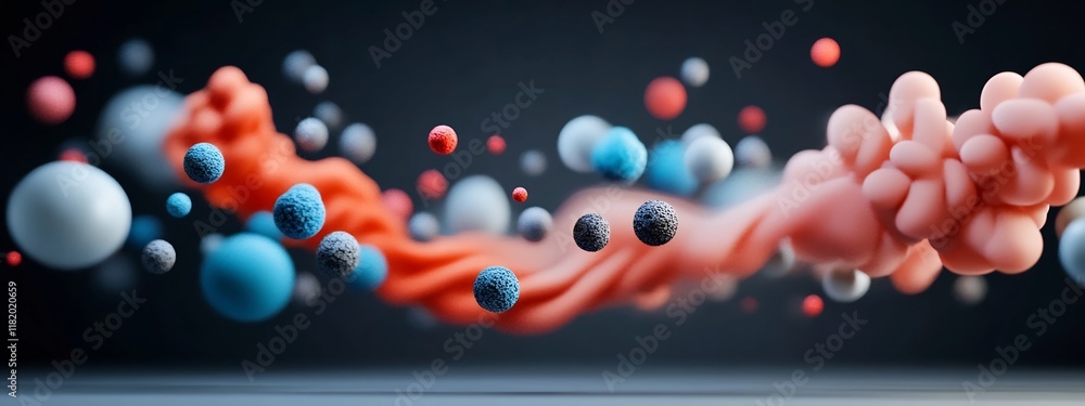 Poster captivating particle wave diffraction experiment visualized in a fluid abstract composition featurin