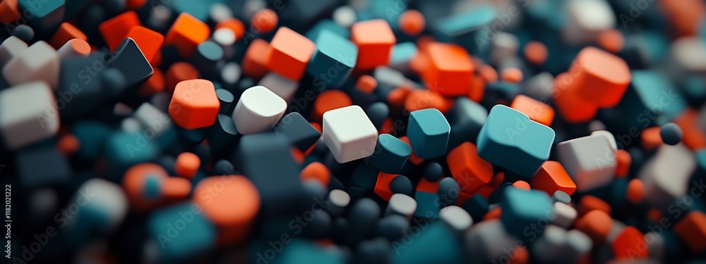 Poster vibrant abstract geometric mosaic patterns in a 3d digital rendering representing the dynamic freque