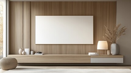 Modern Minimalist Living Room with Elegant Wooden Decor Elements