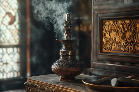 Vintage arabic incense burner on the table