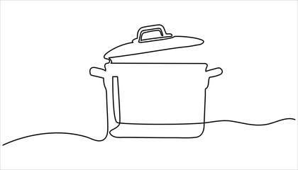 Cooker continuous one line drawing illustration