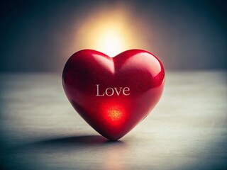 Fototapeta premium Romantic Low-Light Valentine's Heart: Red Heart on White, Love