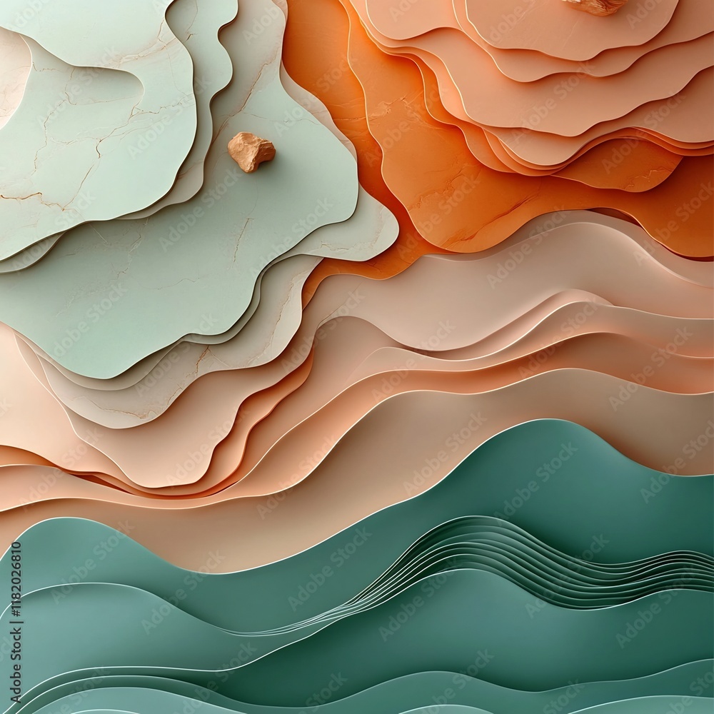 Aufkleber serene minimalist and refined marble like stone surface with captivating undulating lines and patter