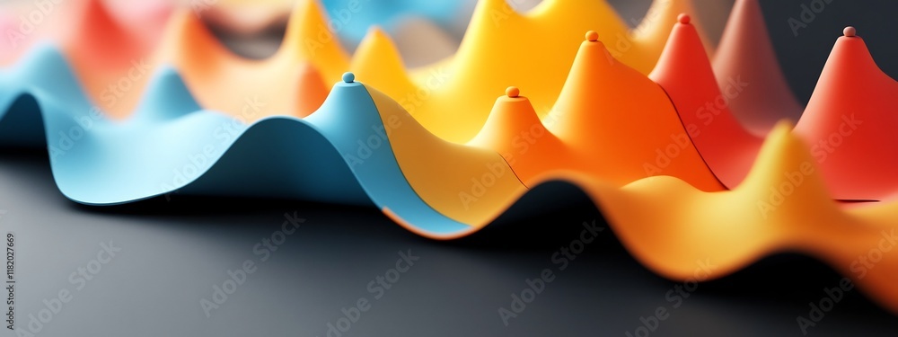 Poster vibrant 3d visualization of technological disruption patterns in industry