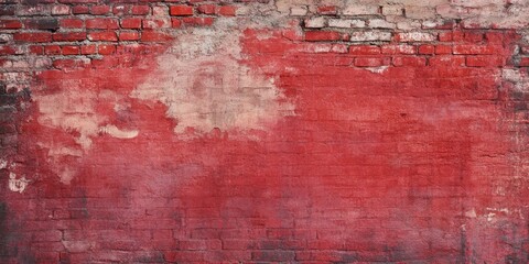 Obraz premium Weathered vintage red brick wall backdrop featuring a textured design, ideal for photography and creative projects, enhancing the charm with its faded vintage red brick wall appearance.