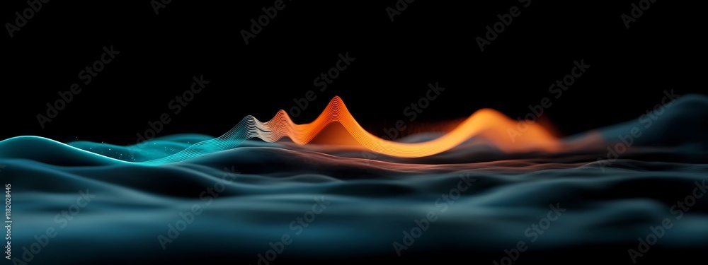Poster this abstract digital artwork depicts the dynamic and fluid motion of a wave propagating through a m