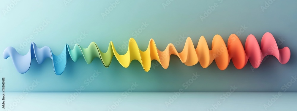 Poster vibrant 3d graphic of frequency spectrum waves and colors abstract visual representation of sound wa