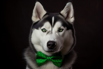 Obraz premium Saint Patrick's Day celebration season, Irish favorite holiday atmosphere funny dog pet, Generative AI picture