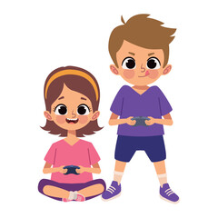 video game girl and boy playing
