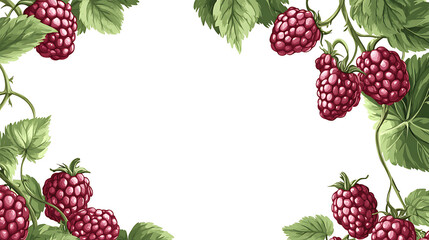 A decorative border featuring raspberries and leaves, ideal for food-related designs.