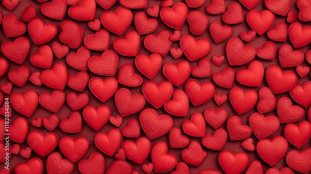 Aufkleber 3d rendera vibrant array of red hearts fills the image, symbolizing love and affection, creating a w