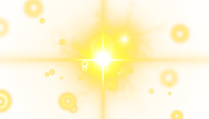 Glowing Yellow Starburst With Light Effects on a Transparent Background