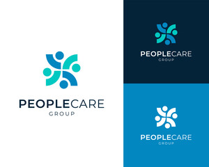 Community People Care Group Team Together Solidarity Organization Vector Logo Design Illustration