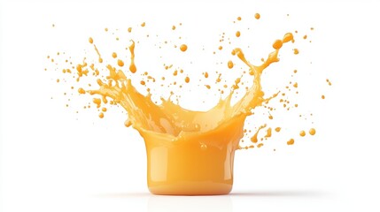 Vibrant Orange Juice Splash on White Background for Refreshing Appeal