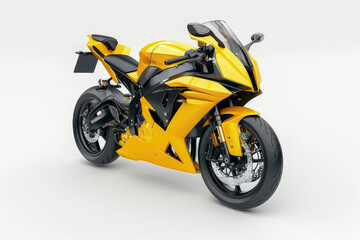 Fototapeta premium A sleek yellow and black sports motorcycle, showcasing modern design and performance features. isolated on white background