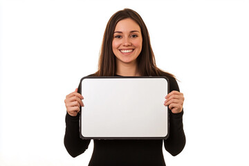 Naklejka premium woman holding blank board