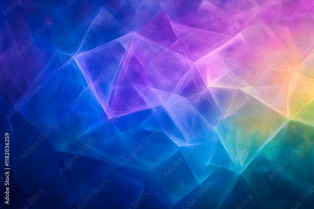 Poster mesmerizing neon geometric abstract with vibrant gradient shapes and glow