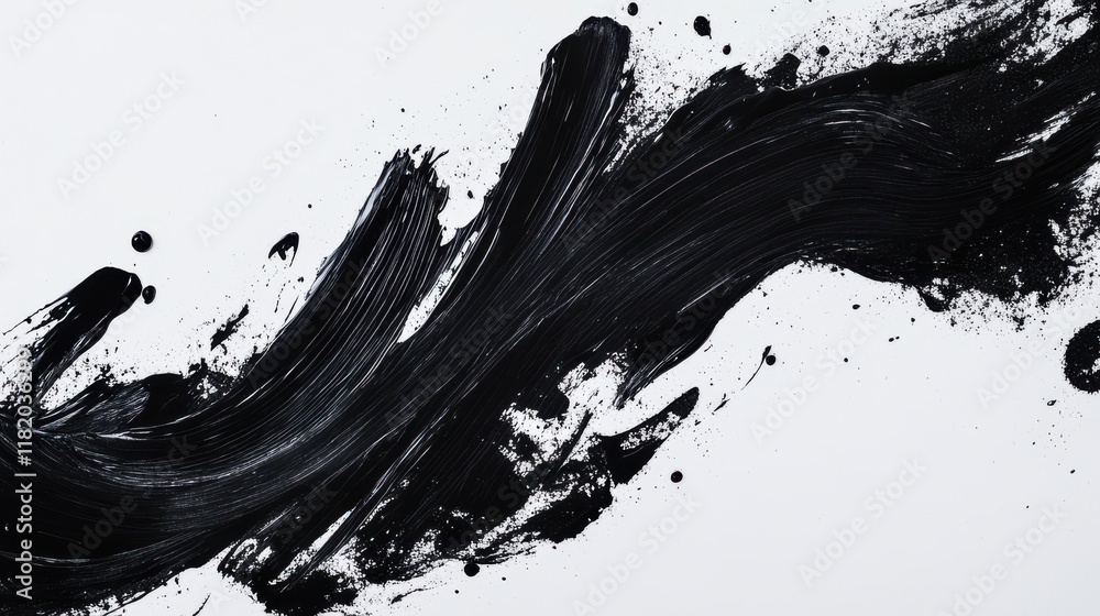 Poster dynamic abstract black brush patterns with colorful dripping paint effects studio art composition cr