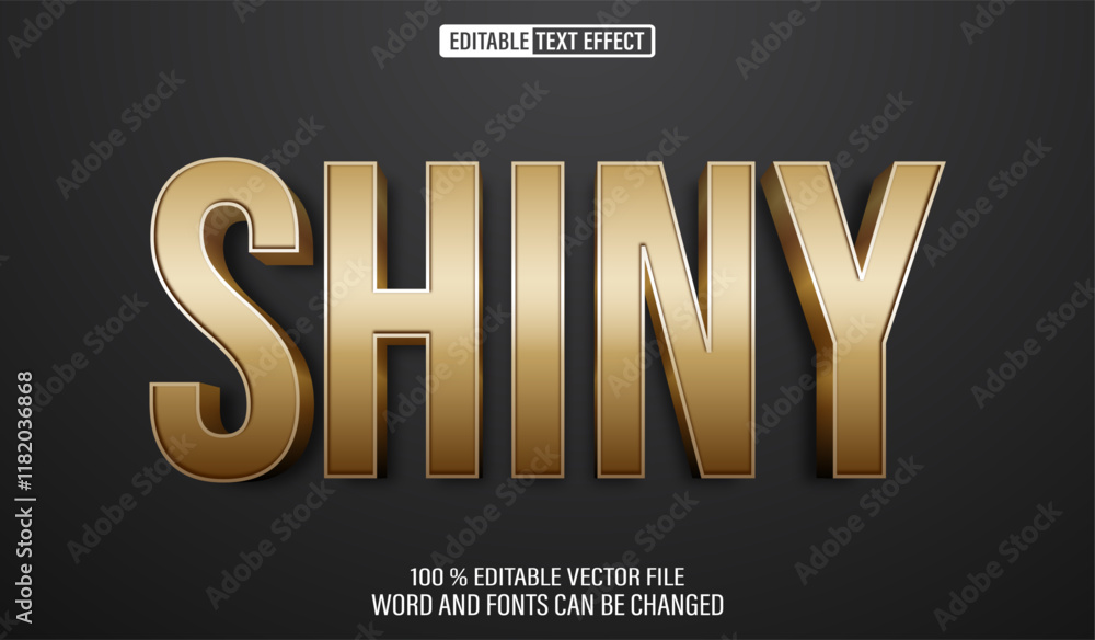 Poster editable 3d text style effect - golden shiny text effect template