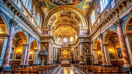 Naklejka premium Rome Santa Maria Maggiore Church Interior: Rich Art, Relics & Religious Artifacts in Italy