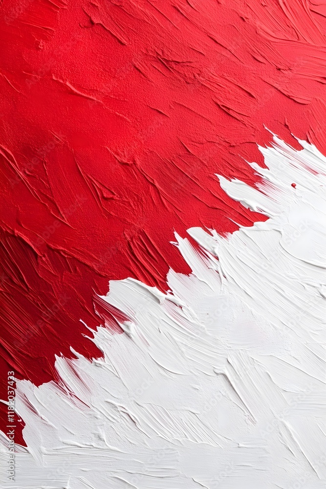 Poster vibrant red fluid artwork with dynamic brush strokes and textured abstract design