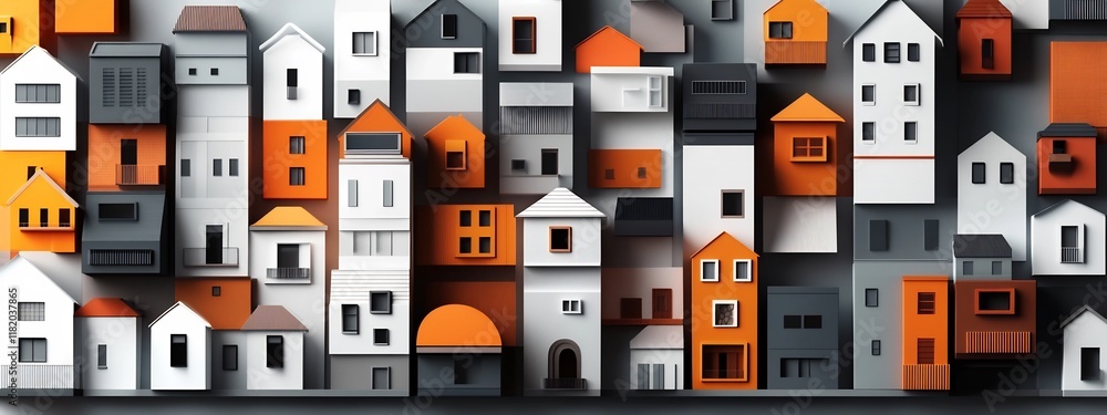 Poster a minimalist depicting the frequency of architectural features in urban design the artwork showcases