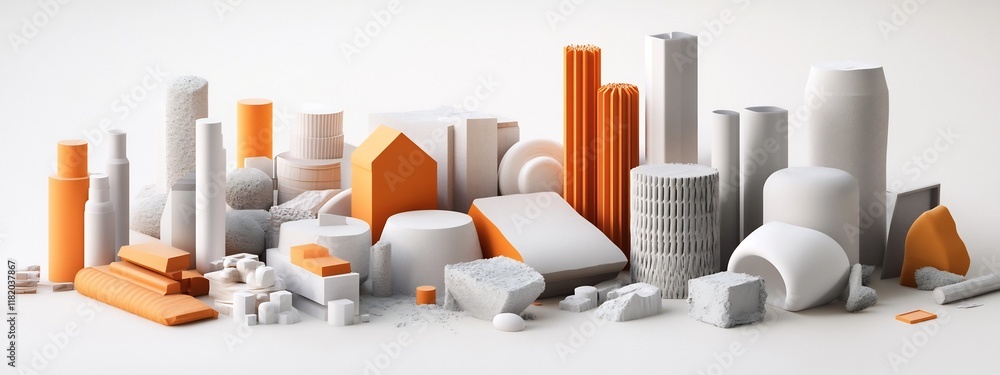 Aufkleber a depicting the frequency and distribution of different architectural materials commonly used in the