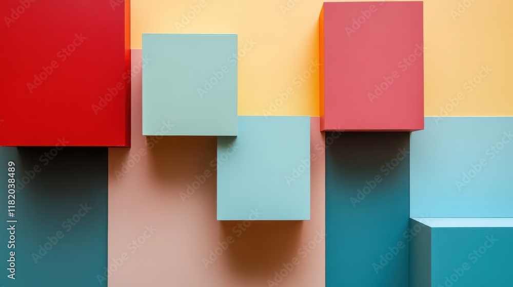 Aufkleber abstract color blocks with sharp edges and contrasting hues modern art display digital artwork conte