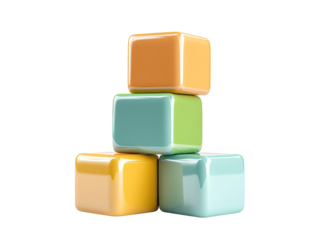 Colorful cubes stacked high, a vibrant contrast against dark background
