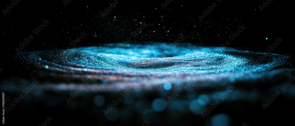 Aufkleber Magic dust swirls in an enchanting display of shimmering particles against a dark backdrop
