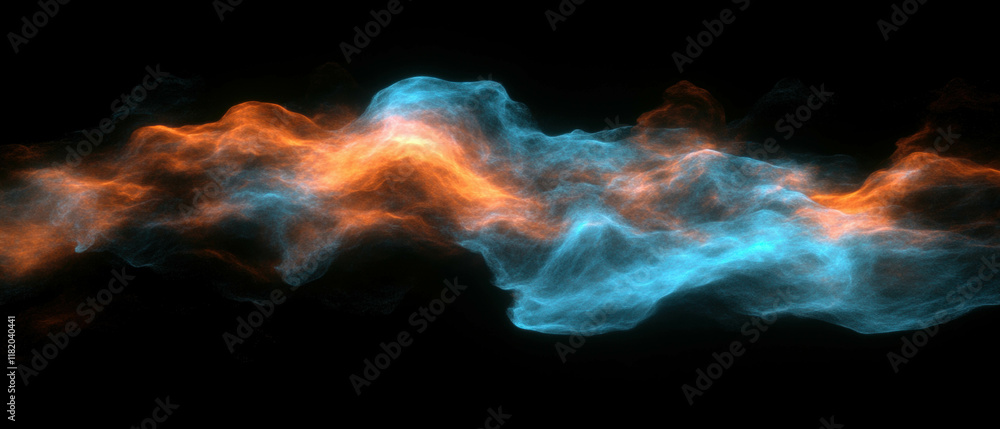 Poster swirling magical nebula creates a colorful cosmic effect in a dark galactic background