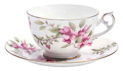 PNG Decorative spring floral tea cup porcelain saucer mug.