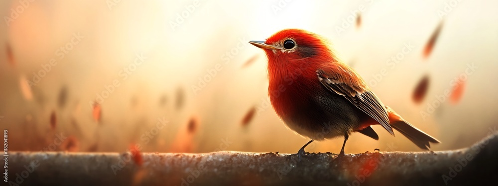 Aufkleber vibrant songbird perched on branch with spectrogram of its melodic call a colorful