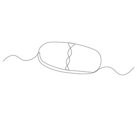 One continuous line drawing of pills medicine . Single line of pills medicine vector illustration